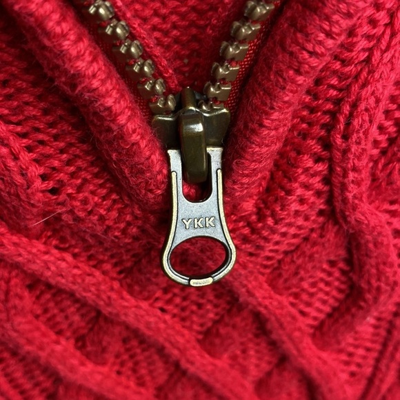 Girl’s Lands’ End Medium (10-12) 1/4 Zip Red Sweater - Picture 7 of 8
